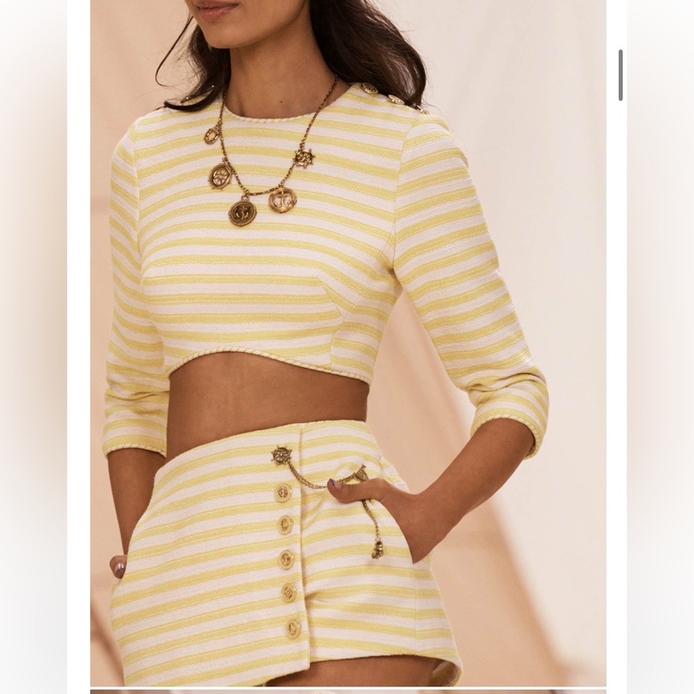Zimmermann High Tide Crop Bodice Yellow/cream Stripe sz 1 NWT